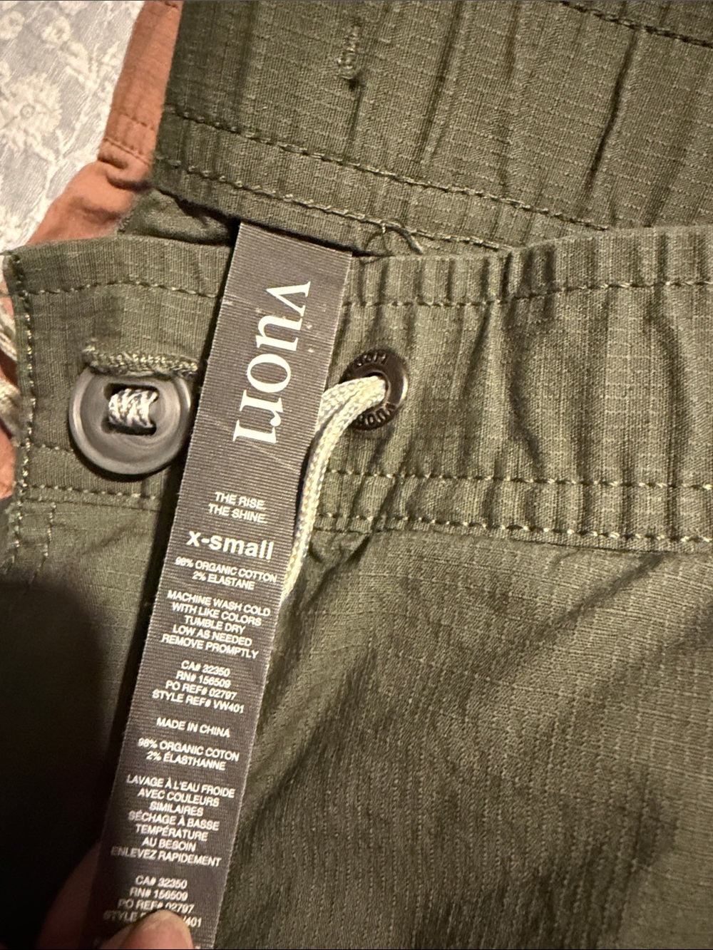 Vuori Olive Green Ripstop Drawstring Joggers